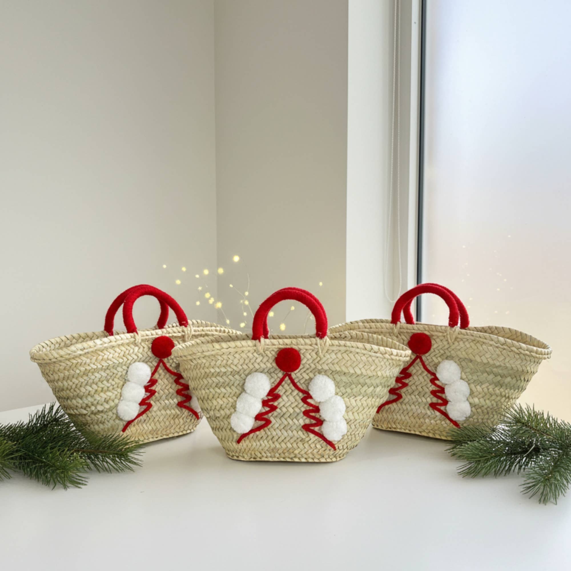 Melecraft – Großhandel Weihnachtsschmuck – Weihnachtsdekor-Korb – Geflochtene Palmblatt-Tasche7
