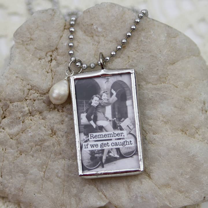 Jennifer Dahl Designs LLC - Wholesale Pendant/charm necklace - If We Get Caught Funny Friend Charm Necklace