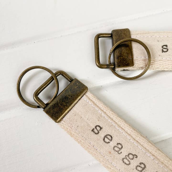Seagate Studio - Wholesale Keychain - Unisex - Custom Town Name Navy and Red Ticking Canvas Key Fobs2