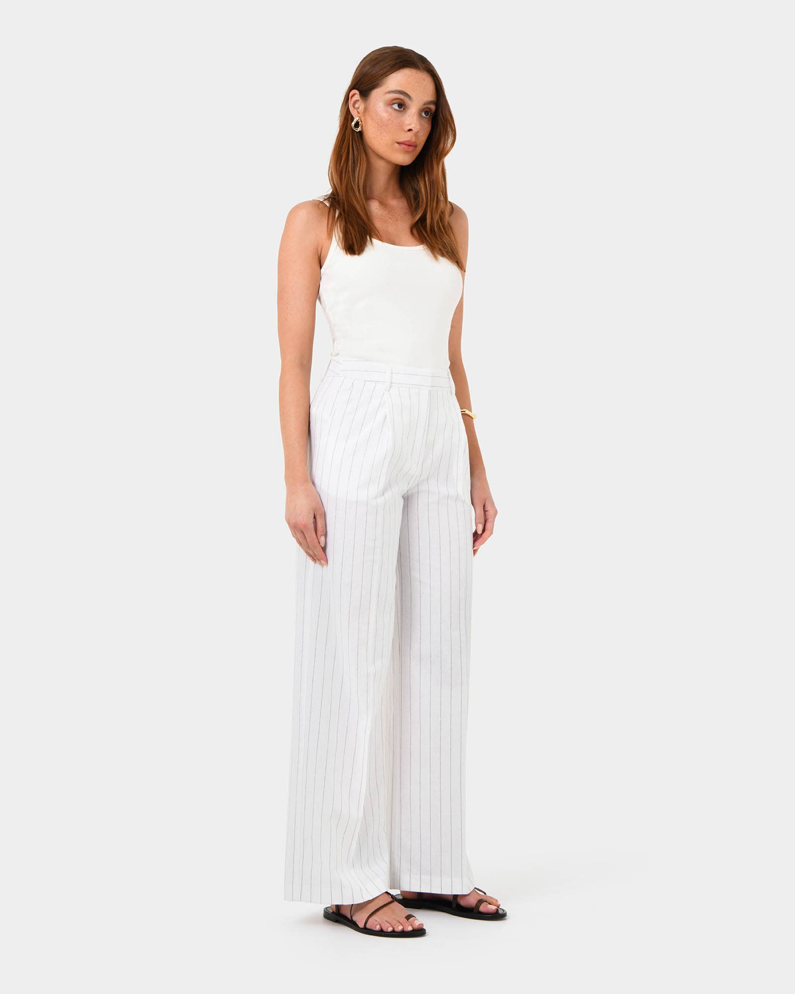 Forcast - Vendita all'ingrosso Pantalone - Donna - Pantaloni da donna Forcast Ria Stripe in misto cotone2