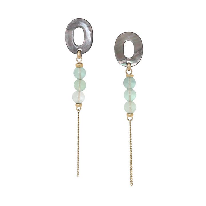 FLUORITE boucles d'oreilles poussoir pampille chaine pour la vente par Nature Bijoux