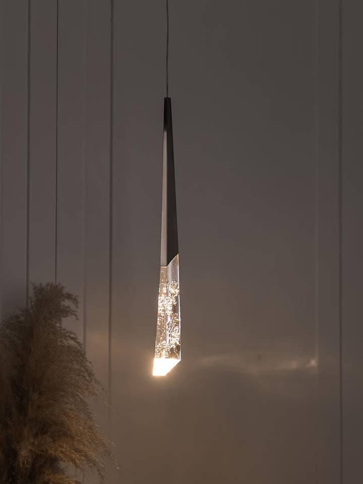 Suriname Crystal Acrylic Nickel Single Pendant Light for wholesale by HEKA LIGHTING & TRADING LTD