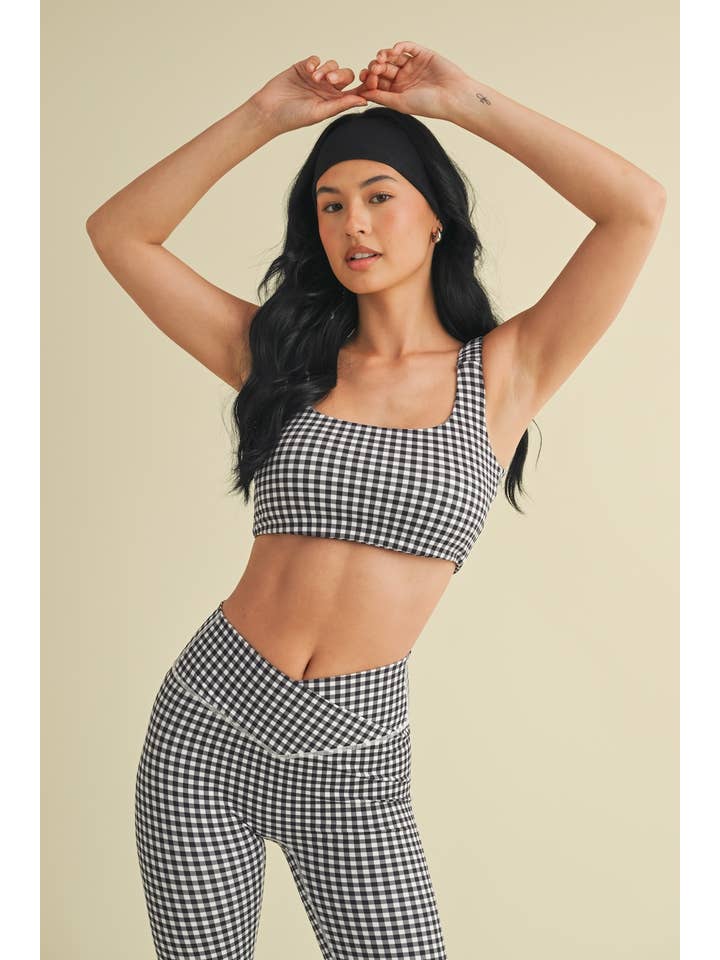 KIMBERLY C - Wholesale Sports Bra - Women's - Gingham Print Ruched Bra Top47