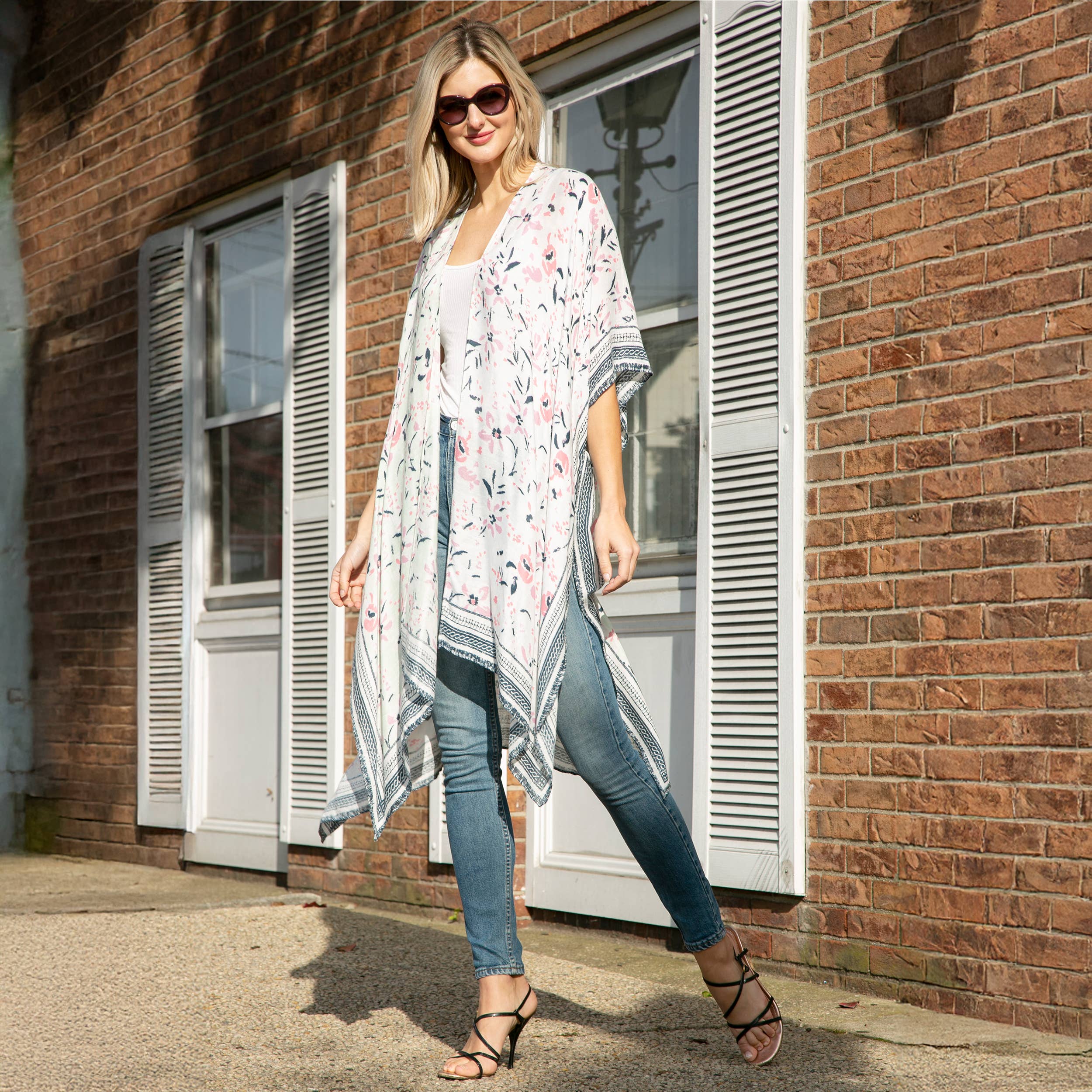 Hana - Vente Kimono – femme - Kimono d'été à imprimé floral multicolore23