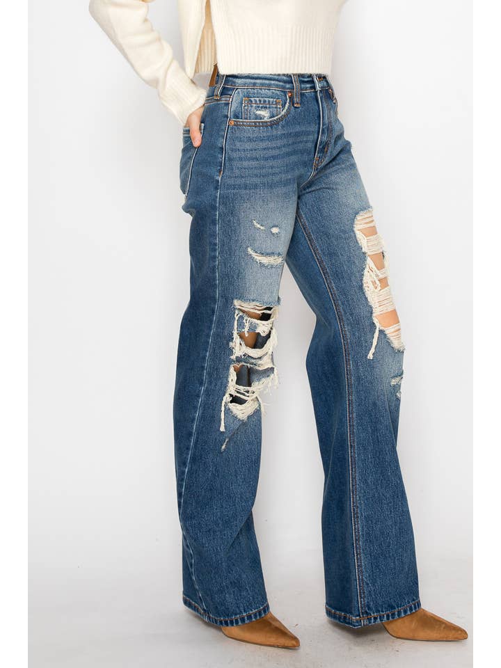 ARTEMIS VINTAGE - Wholesale Jeans - Women's - HYBRID STRETCH RIPPED RELAXED FLARE JEANS