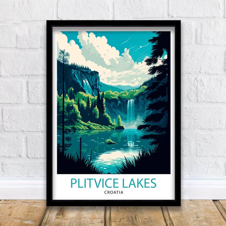 Plitvice Lakes Croatia Travel Poster Plitvice Lakes Wall Art Croatia Travel Poster Plitvice Lakes National Park Illustration Gift For Croatia for wholesale by InkNPrintz