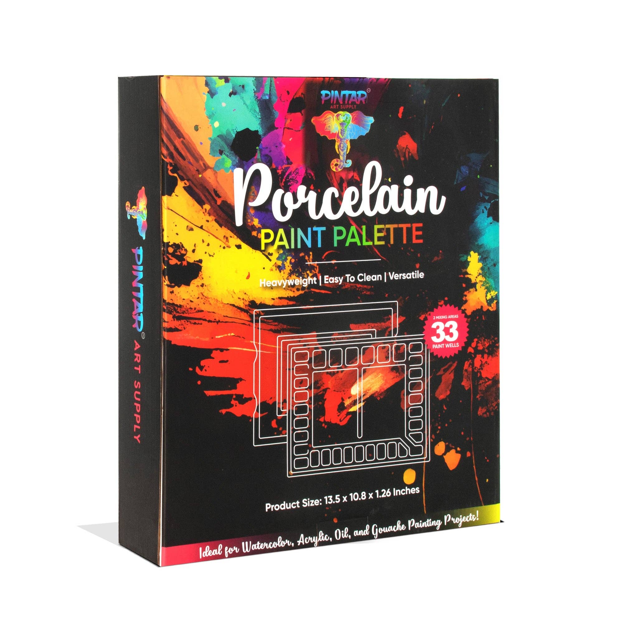 Pintar Art Supply - Wholesale Palette/Mixing Tray - Pintar 33-Well Ceramic Palette for All Water-Based Paints3