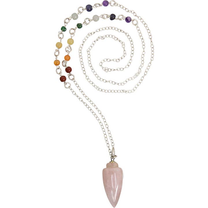 Kheops International - Wholesale Pendant/Charm Necklace - Pendulum Necklace Rose Quartz (Each)