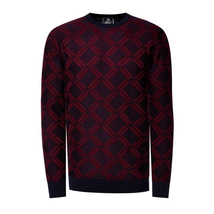 Finstrik med ternet mønster rundhalset sweater 13457 for engroshandel hos Rusty Neal