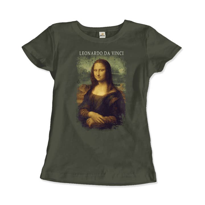 Art-O-Rama Shop – T-shirt estampada - Unissexo por atacado – Leonardo Da Vinci, Mona Lisa, 1503~1519 T-Shirt Obra Artística3