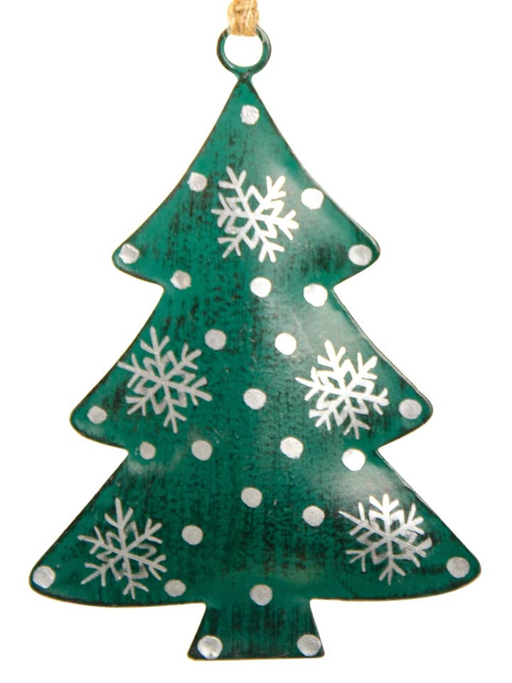 Green Tree With Silver Snowflake Decoration for wholesale by Namaste