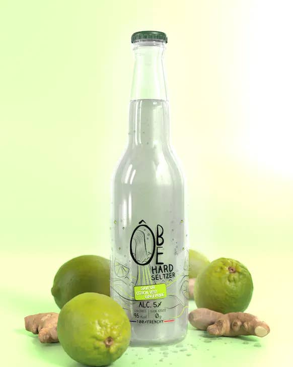 Ôbe Hard Seltzer - Wholesale Soda/Carbonated Drink - ÔBE HARD SELTZER Lime Ginger Flavor 33cL