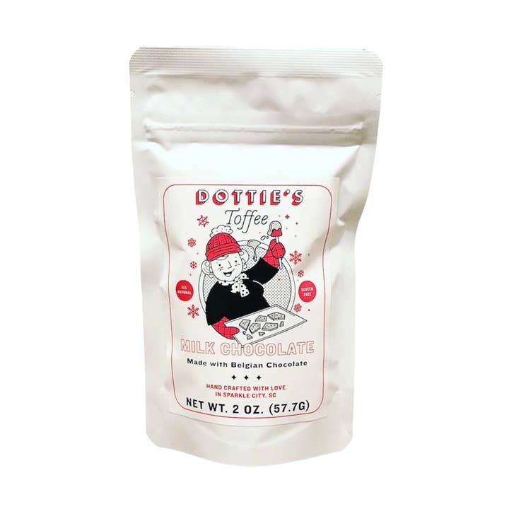 2oz Milk Chocolate Holiday Bag for wholesale by Dottie's Toffee