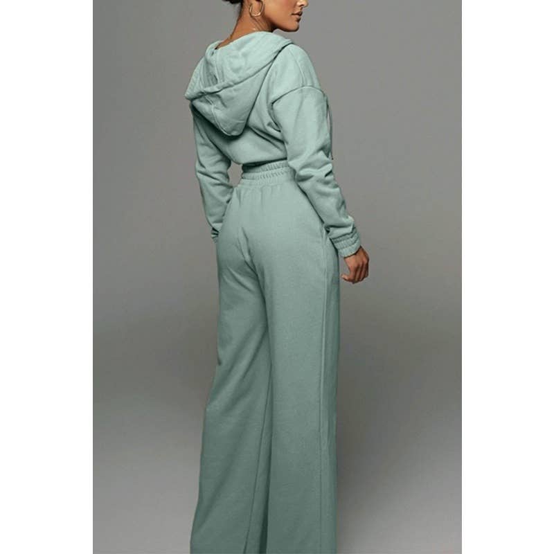 Paperdoll - Wholesale Tracksuit - Women's - Hooded Tracksuit Short Top and Wide Leg Pants 18