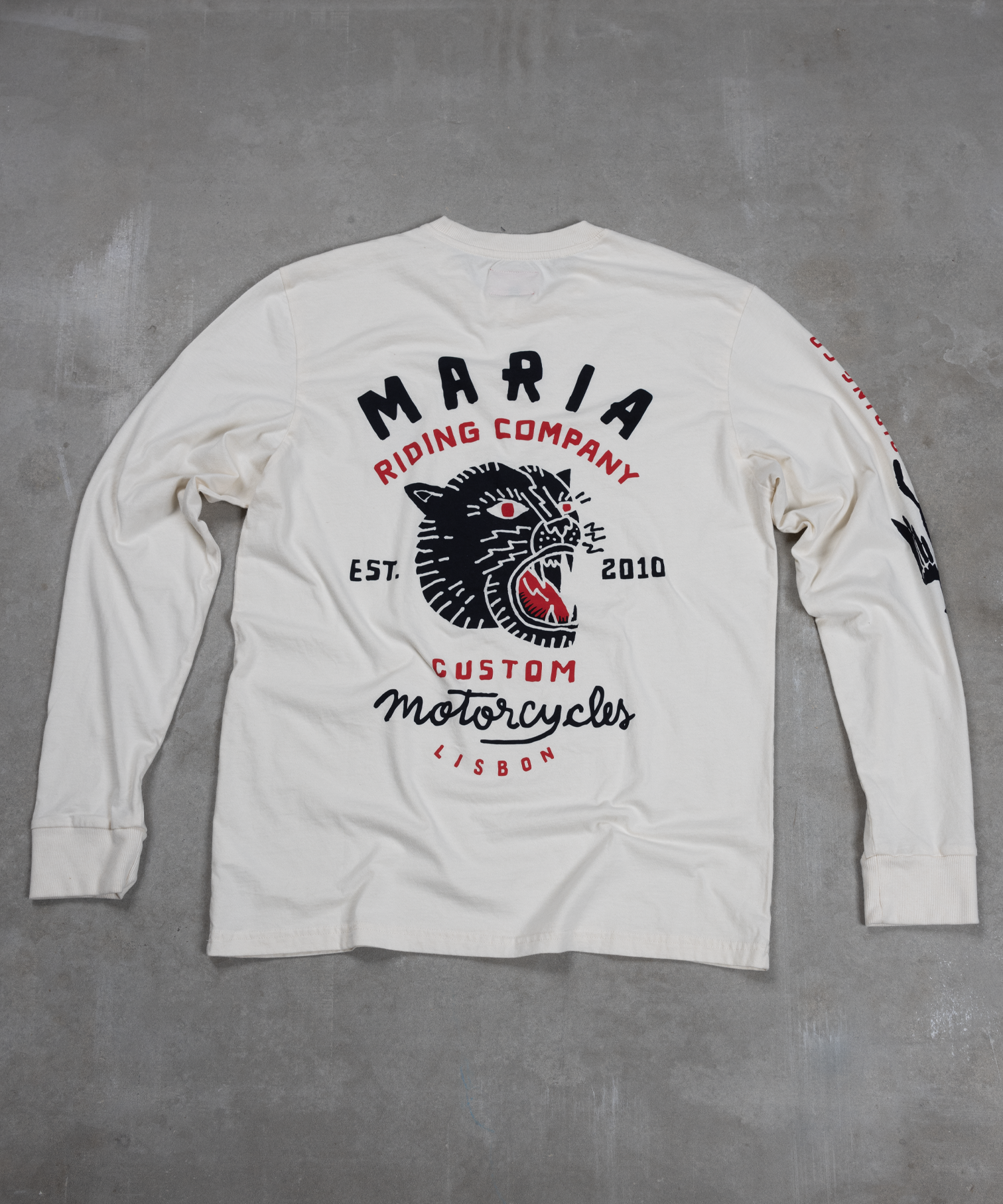 Maria Riding Company - Wholesale Graphic Sweatshirt - Men's - Panther Head Long Sleeve - Raw White5