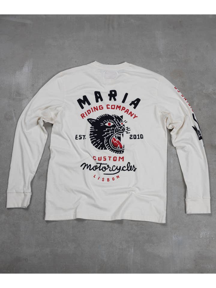 Maria Riding Company - Wholesale Graphic Sweatshirt - Men's - Panther Head Long Sleeve - Raw White5
