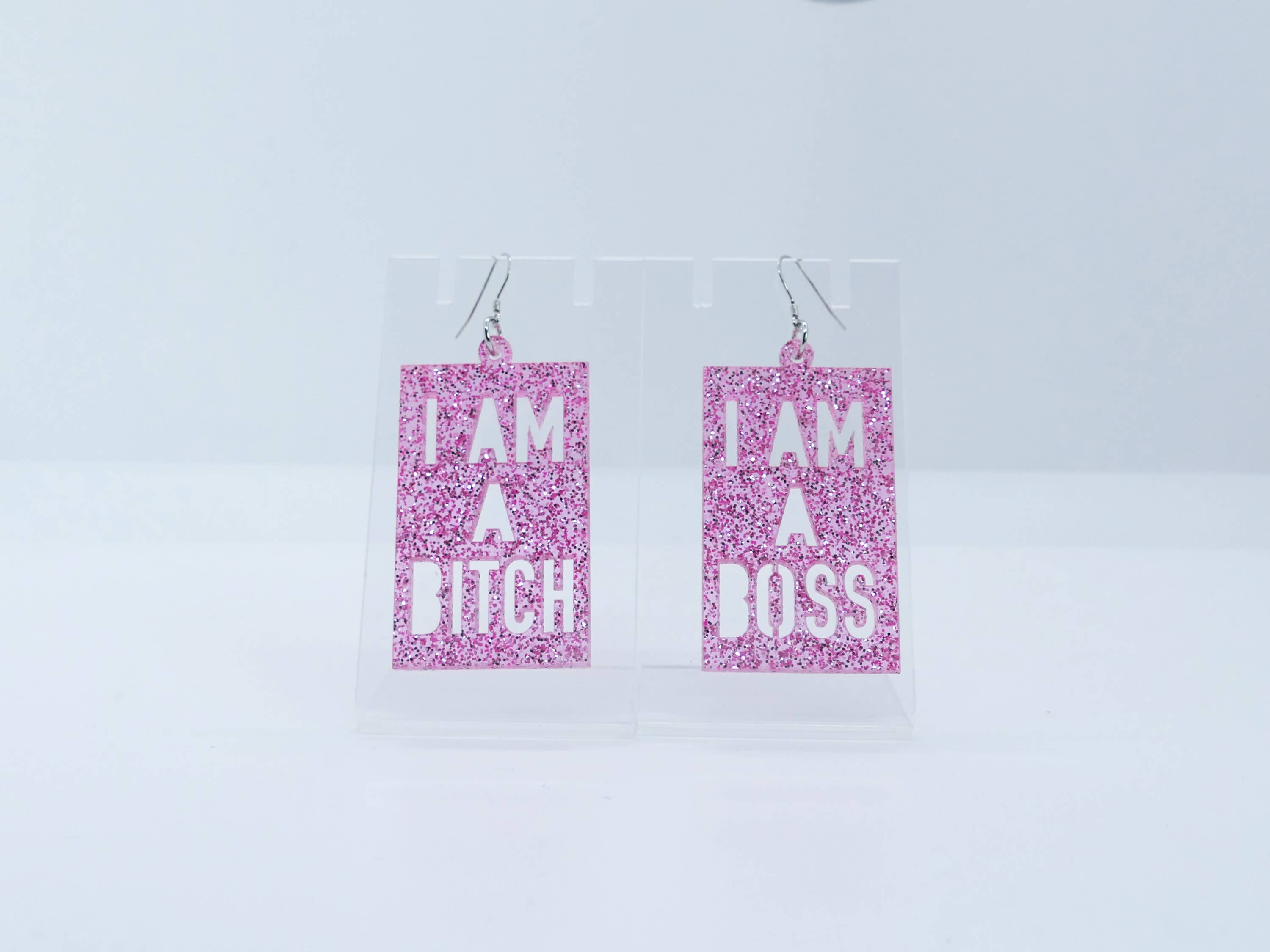 DO YOU EAR ME - Wholesale Dangle Earrings - Glitter earrings "I am a bitch / I am a boss"