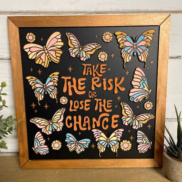 Boho Wall Art - Take the Risk or Lose the Chance for wholesale by Plums & Roses