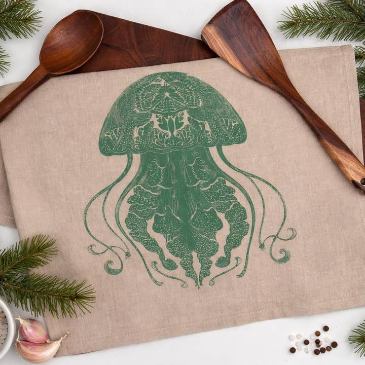 Asciugamano da cucina/Medusa/Oceano/Lino/Asciugamano da cucina per la vendita all'ingrosso da parte di Your Green Kitchen