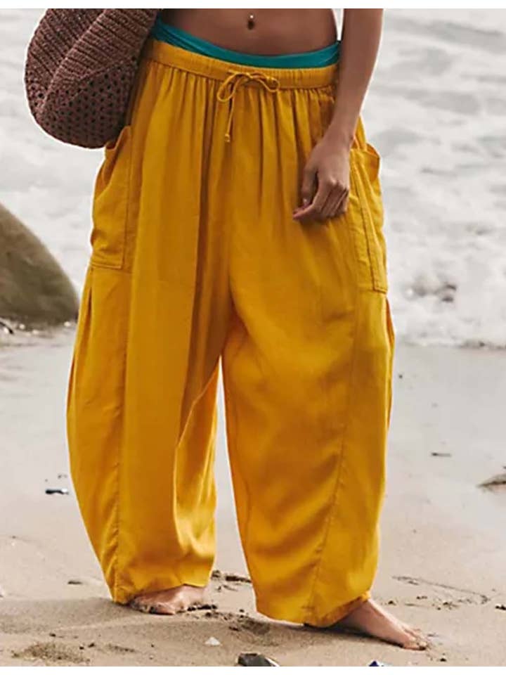 Sweetkama - Wholesale Pants - Women's - Ladies Elastic Waist String Tie Pocket Cuzy Pants21