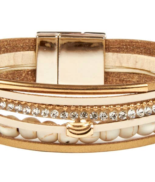 Kaleidoscope Accessories - Wholesale Jewelry Set - Stone Beads with Magnetic Snap Bracelet - 4 Assorted3