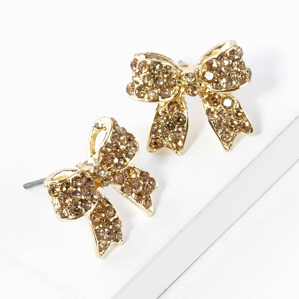 Sensibling Corp. - Wholesale Stud/Post Earrings - Crystal Rhinestone Pave Bow Stud Earrings
19