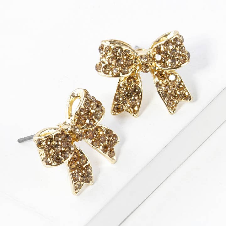 Sensibling Corp. - Wholesale Stud/Post Earrings - Crystal Rhinestone Pave Bow Stud Earrings
19