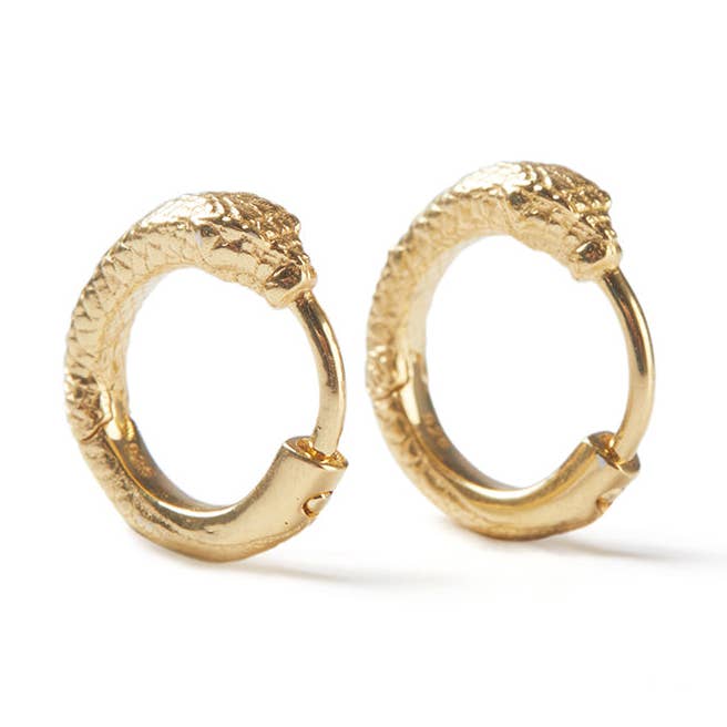 Mini Ouroboros Snake Huggies in oro massiccio per la vendita all'ingrosso da parte di Rachel Entwistle Jewellery