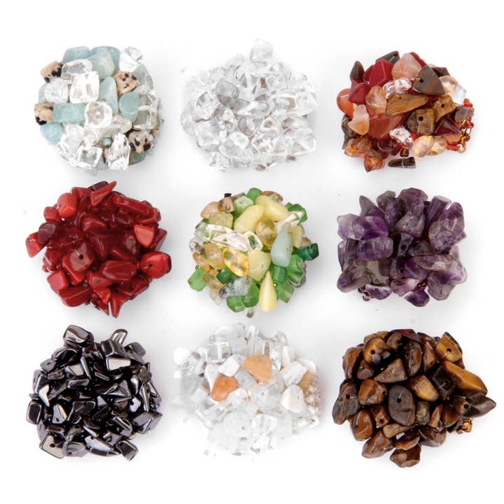 Erik & Mike - Venta al por mayor Anillo de banda/apilable - Anillo de piedra en racimo redondo con banda elástica de cuentas de vidrio