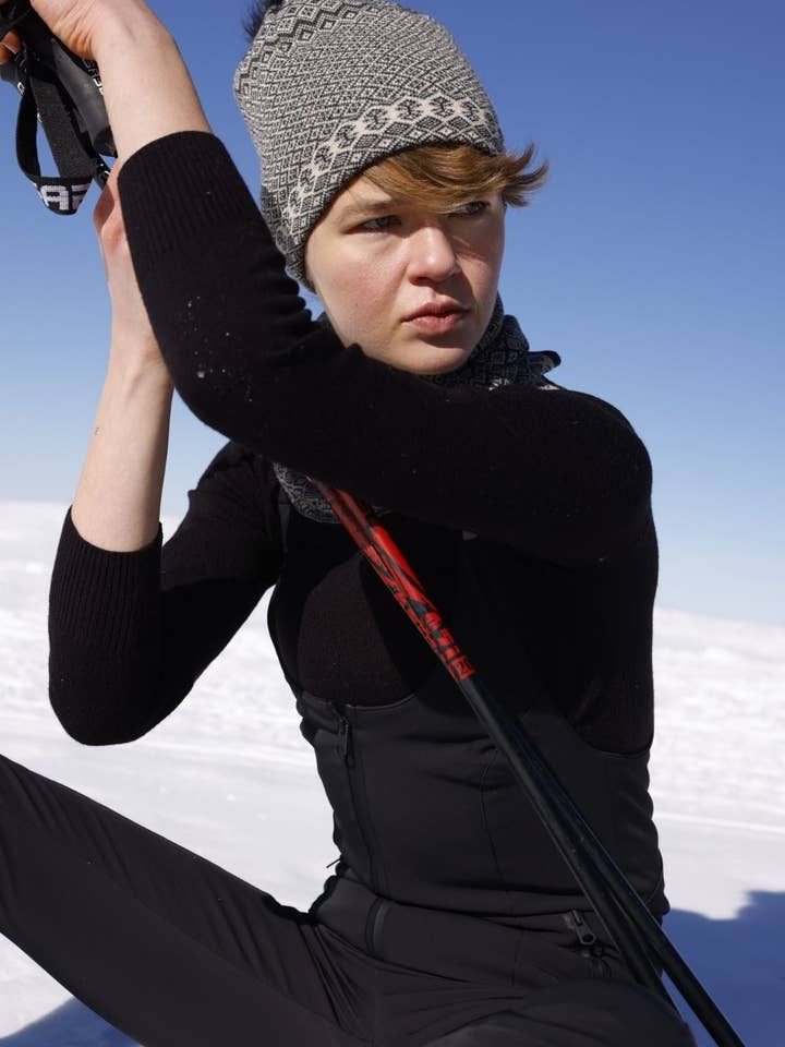 Bonnet Snowy noir-Beige pour la vente par Mohair&Angora