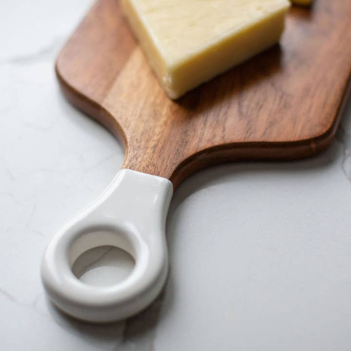 Jeanne Fitz - Wholesale Cheese Board - Wood+White Collection Acacia Wood Rectangle Charcuterie2