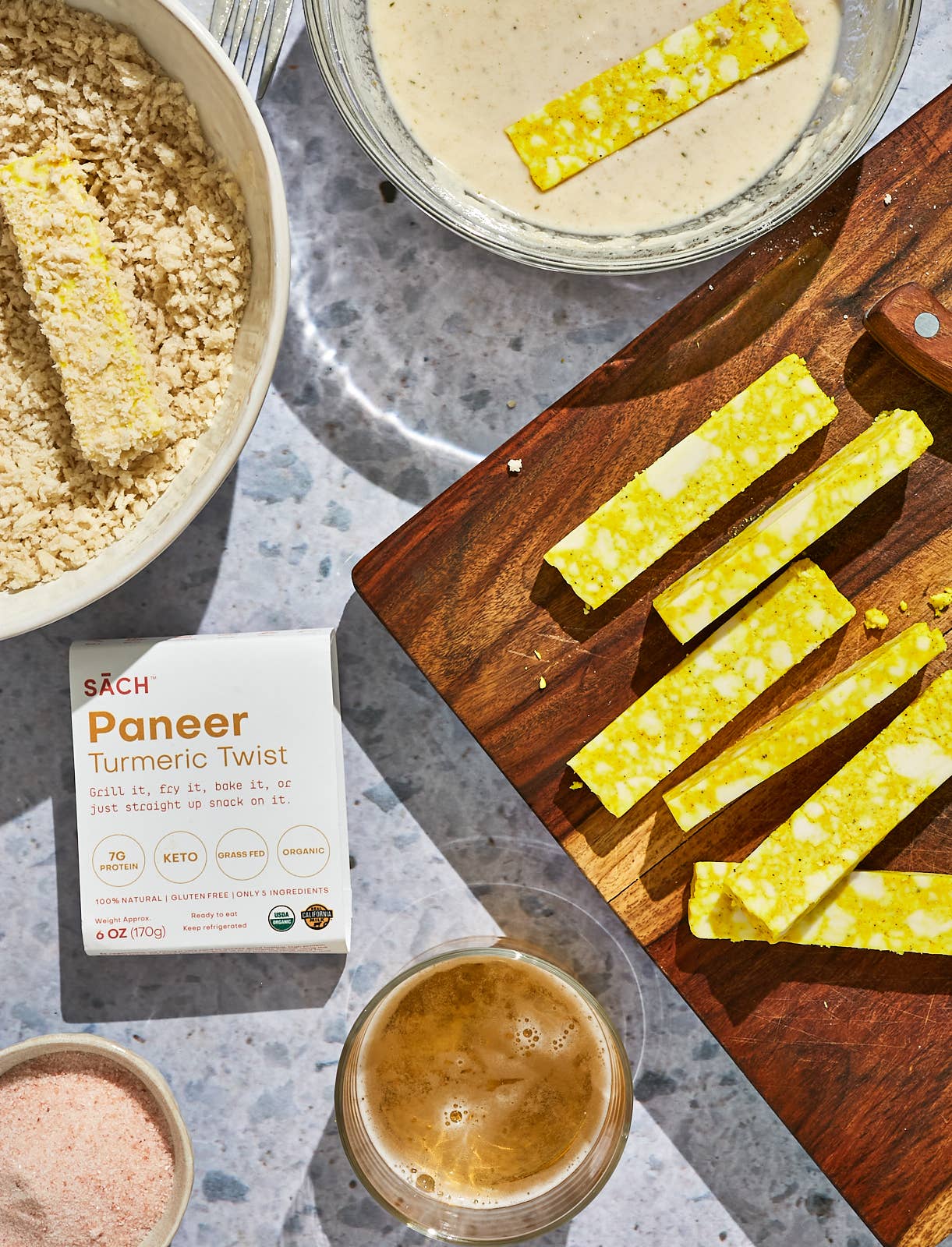 SACH FOODS - Wholesale Cheese - 6oz Turmeric Twist - Organic Paneer Cheese1