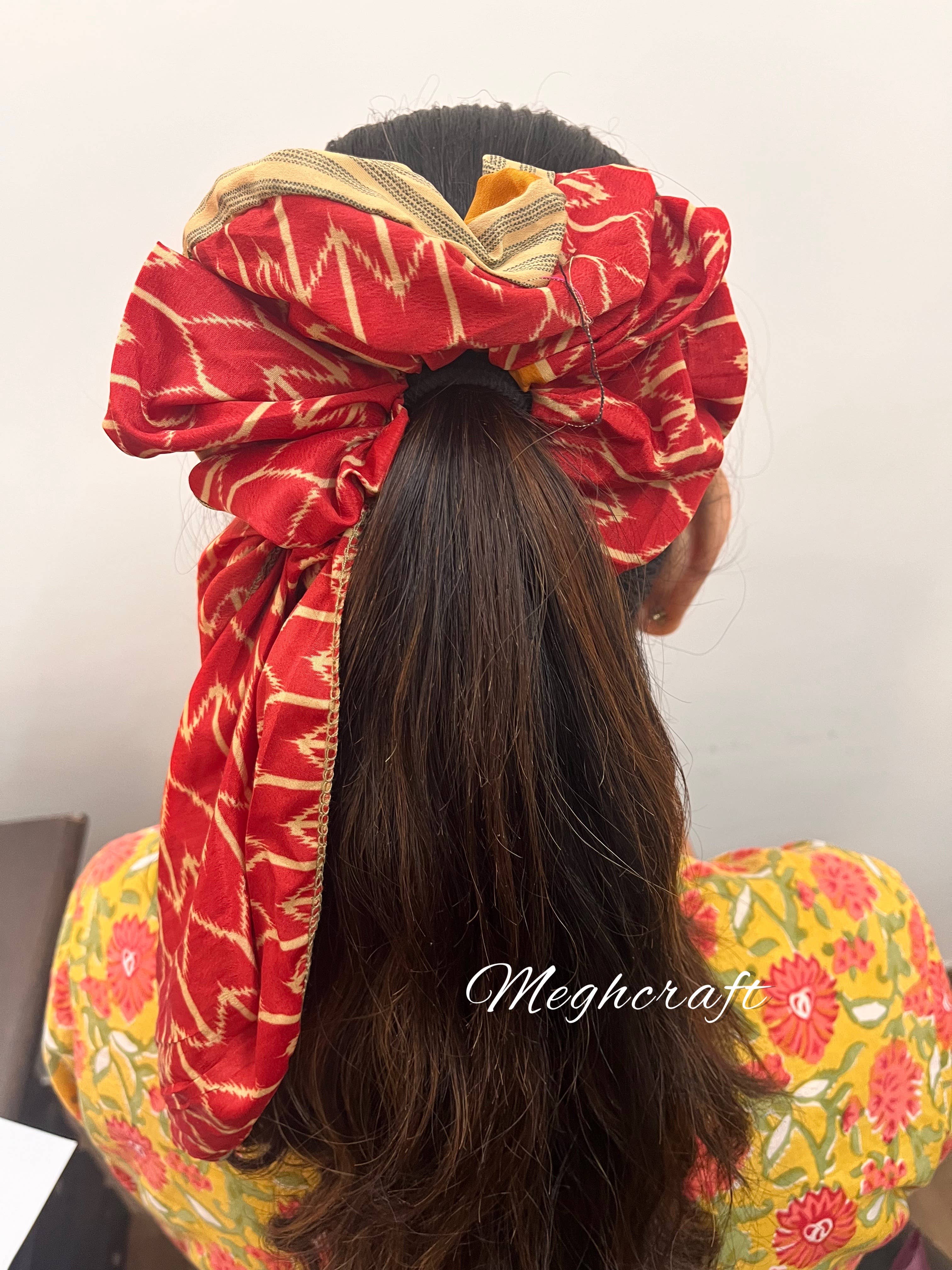 Meghcraft - Wholesale Scrunchie - Women's - Silk Scrunchies with Ribbon, Indian Vintage Recycled Sari10