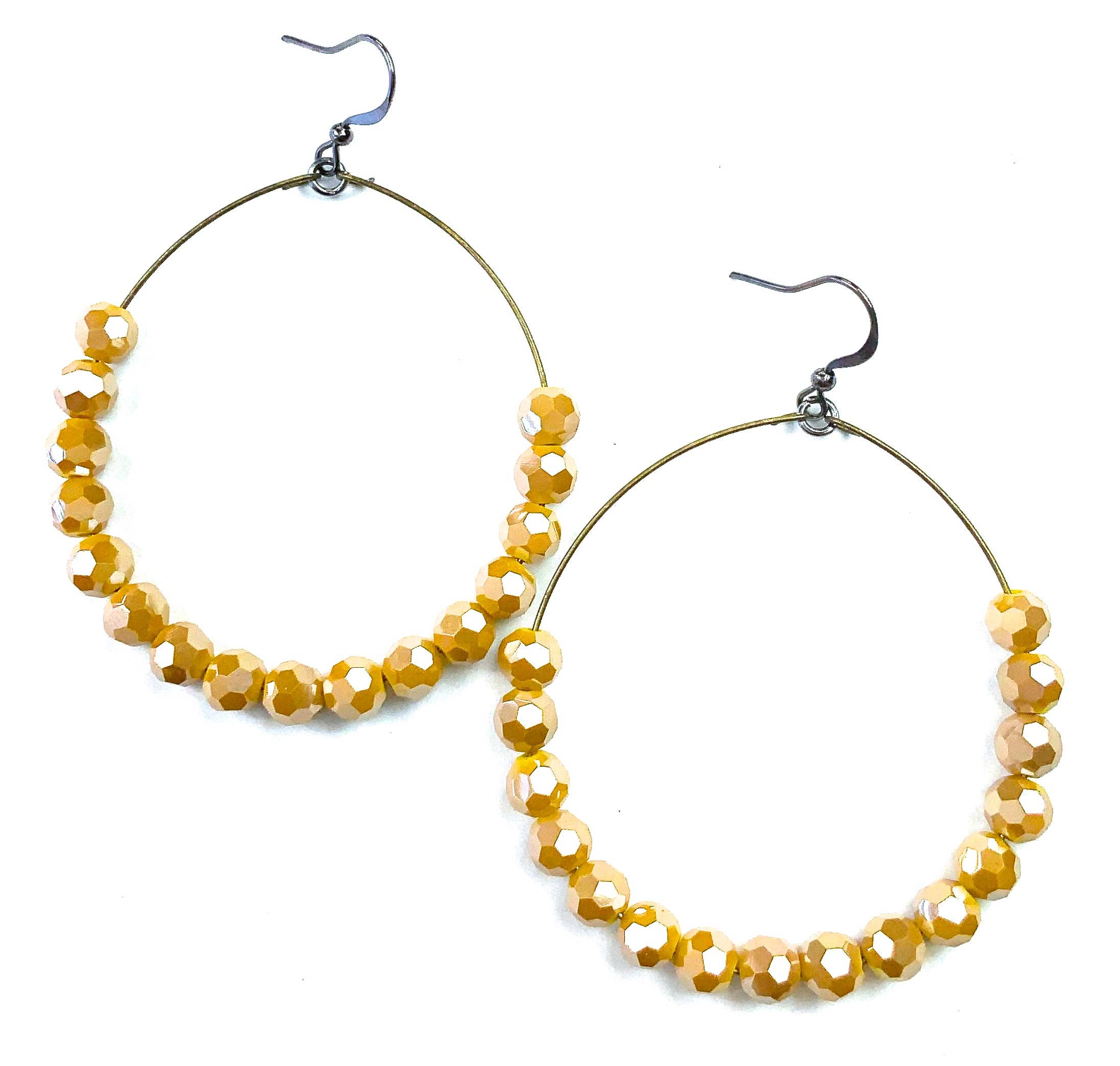 Lost & Found Trading - Wholesale Hoop Earrings - Simple Beaded Yellow Hoop Earrings0