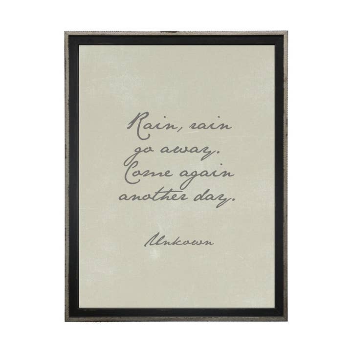 La pluie, la pluie s'en va... Citation pour la vente par Antique Curiosities Inc