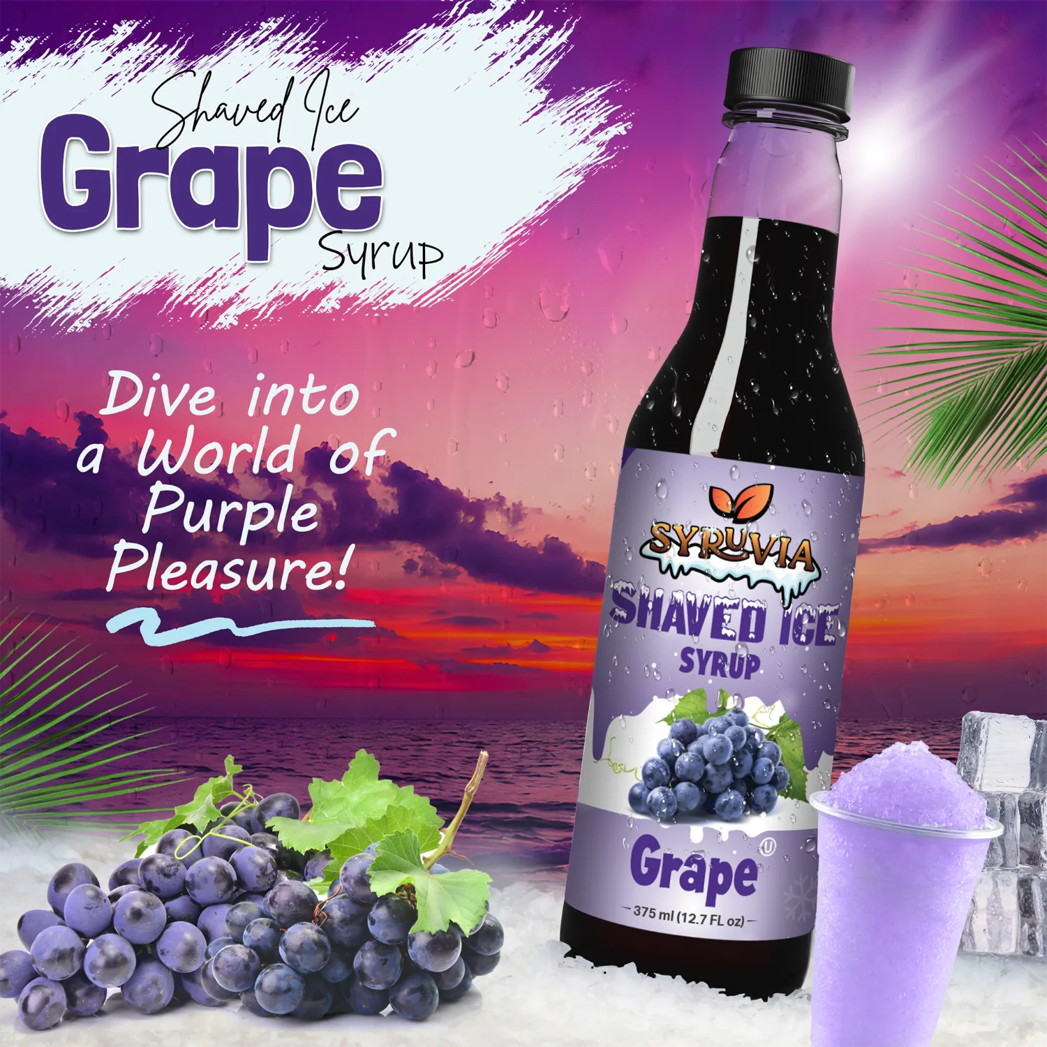 Syruvia - Wholesale Flavored Syrup - Shaved Ice Grape Syrup1