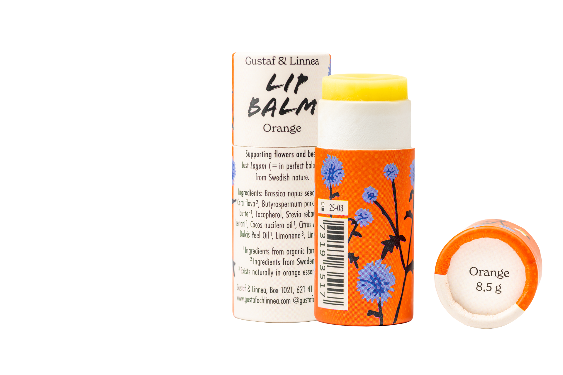 Gustaf och Linnea – wholesale Lip Balm – Läppbalsam - Apelsin - i pappersförpackning1