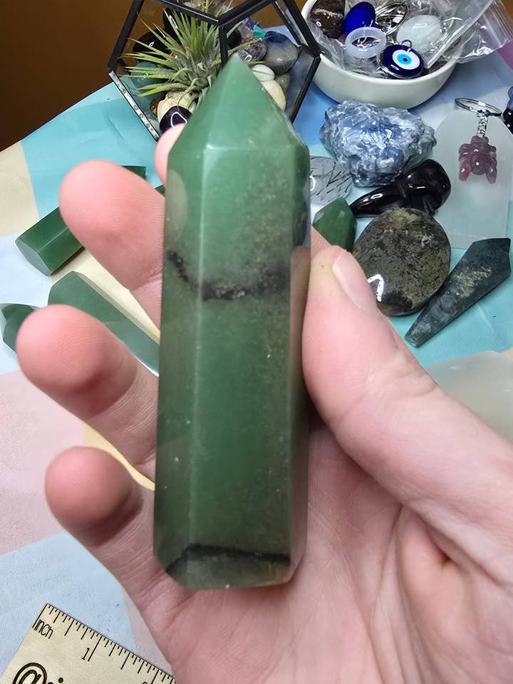 Green Aventurine Tower 3.25” Healing Crystal Point – Luck Abundance – New for wholesale by Eclectic Wallflower Boutique