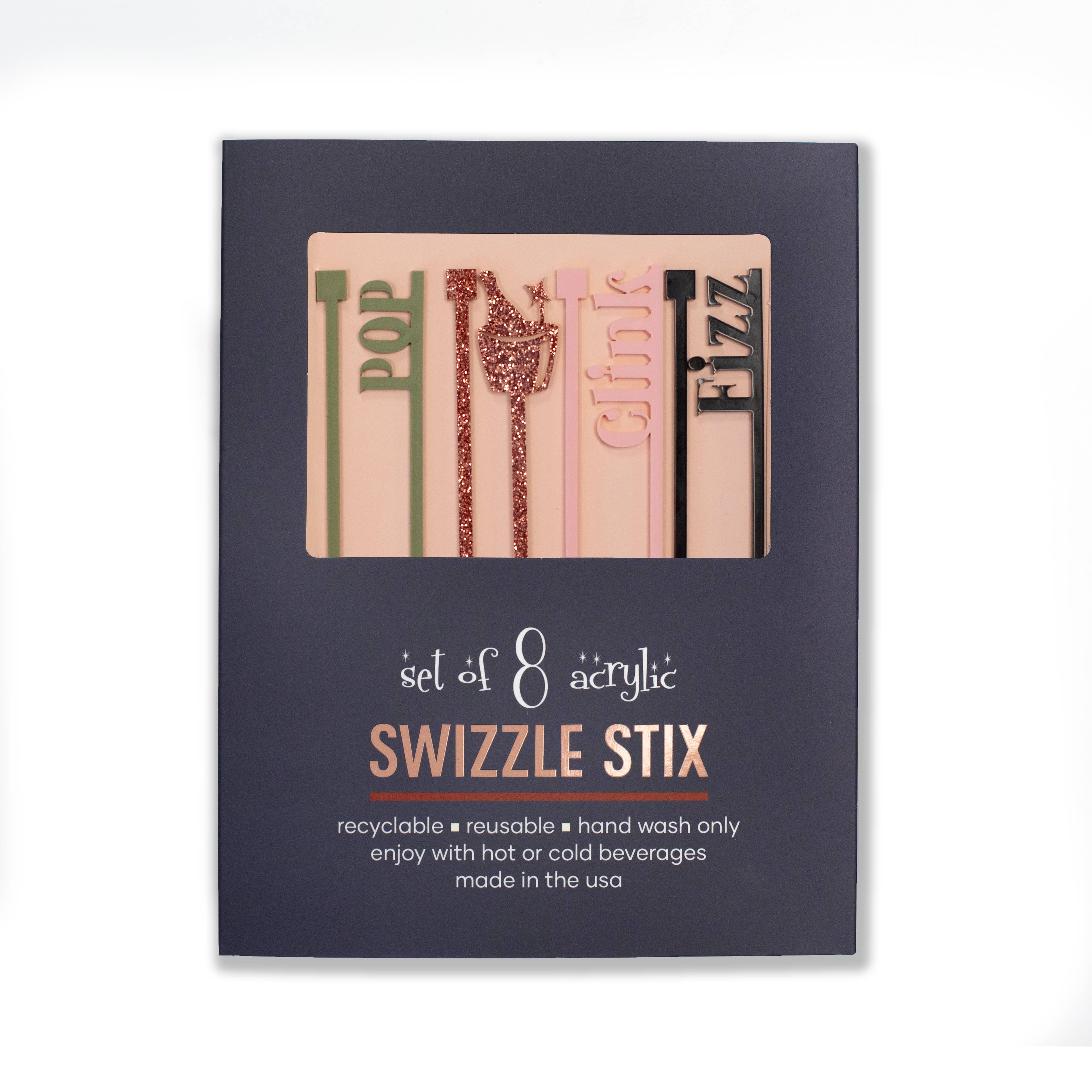 Mod Lounge Paper Company - Wholesale Drink Stirrer - Pop Clink Fizz Acrylic New Years Swizzle Stix Drink Stirrers2