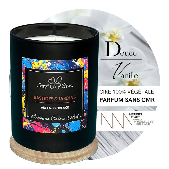 Hand-poured DOUCE VANILLE scented candle for wholesale by Stef & Ben | S&B Provence