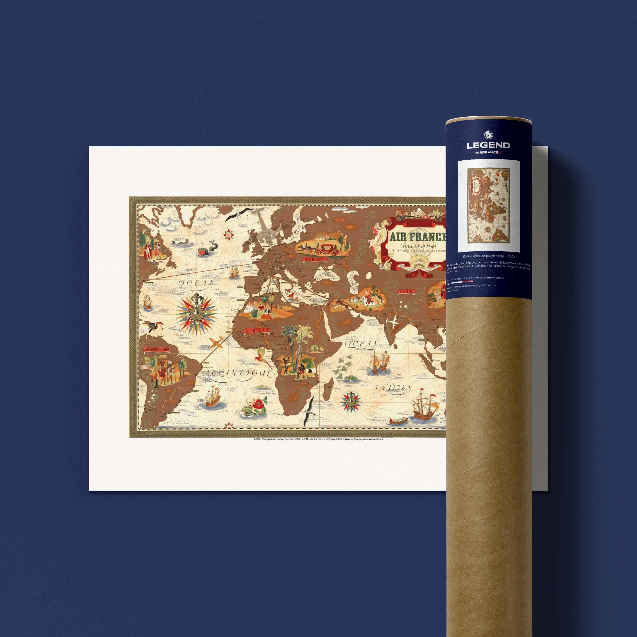Oneart - Wholesale Poster - Air France Poster / Nova et Vetera Planisphere - AFL05691