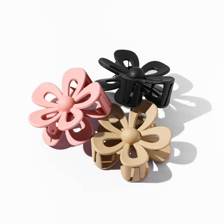 Ellie Rose - Wholesale Hair Clip - Women's - Flower Claw Clips, Set of 3