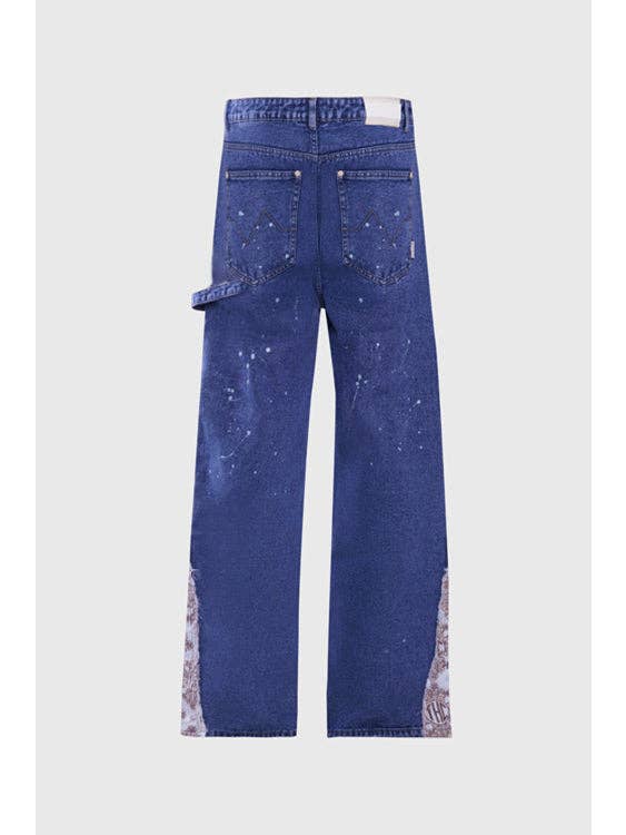 Ash Indigo Tapestry Pattern Flared Denim Jeans for wholesale on Faire5