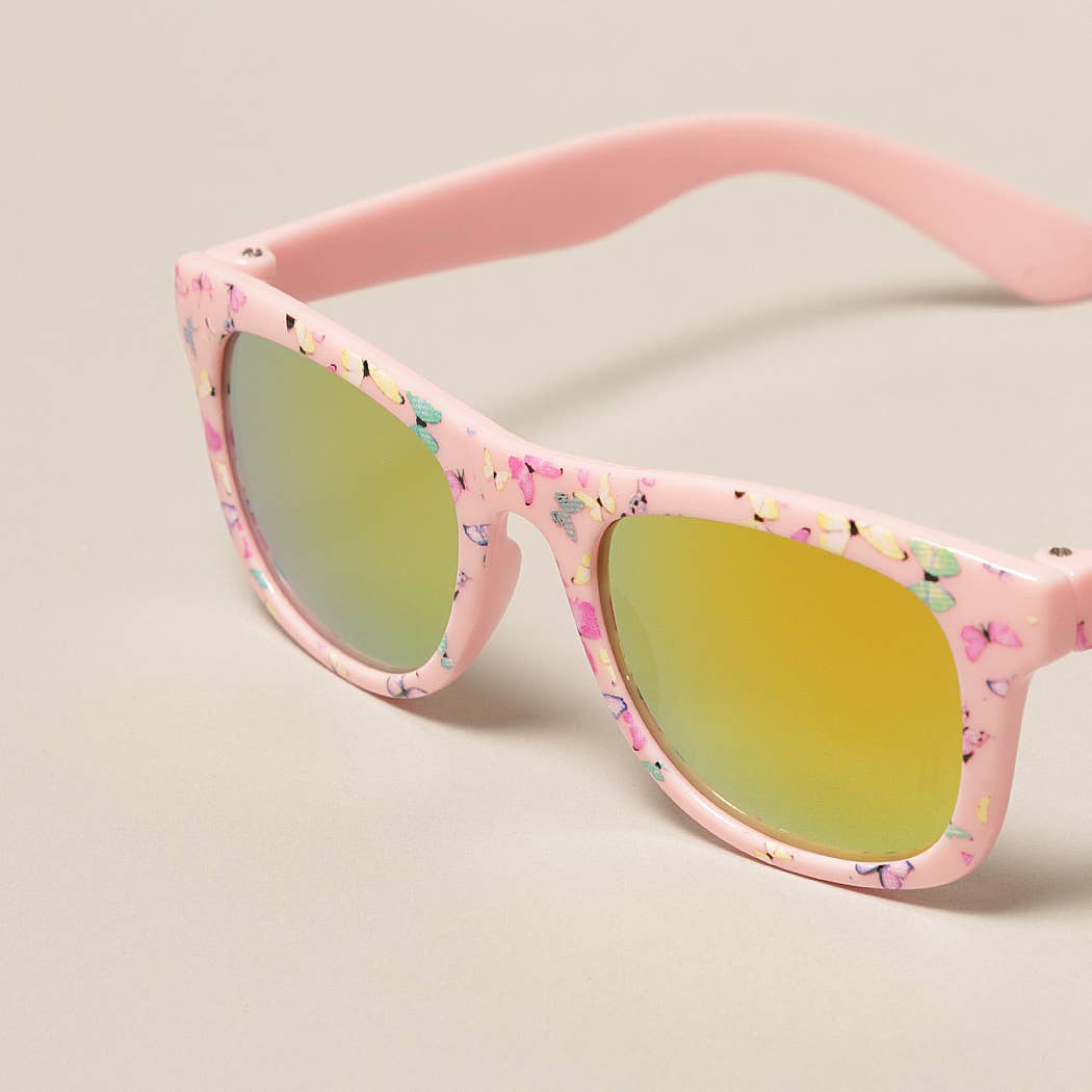 12 COLORI ASSORTITI Occhiali da sole bambini con motivo farfalle colorate in vendita all'ingrosso su Faire9