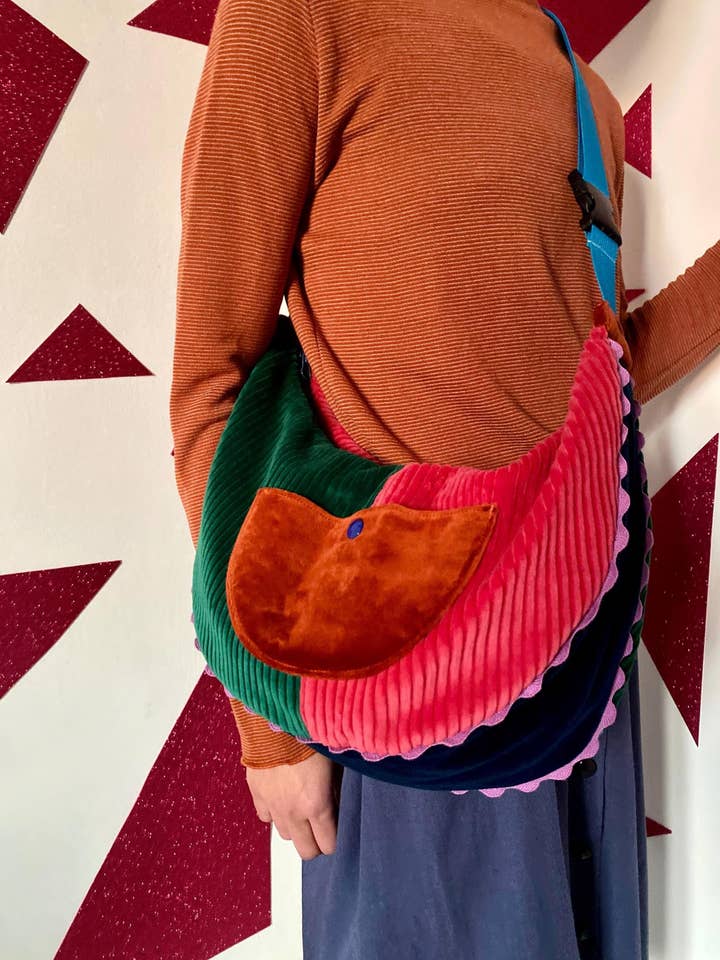 Extra Grote Schoudertas Heuptas Fluweel Veelkleurig voor wholesale door gira e rigira la moda