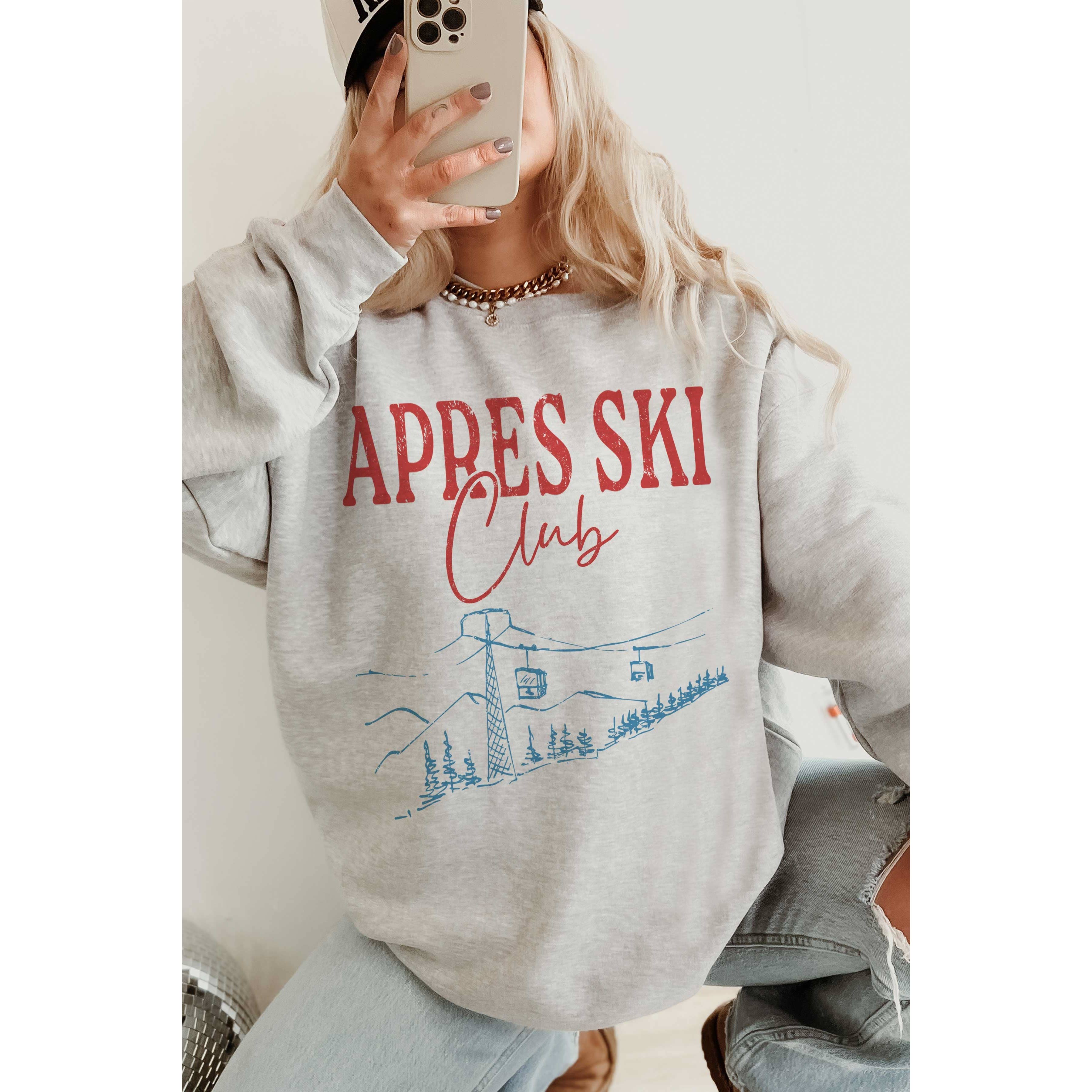 A. BLUSH CO - Wholesale Graphic Sweatshirt - Women's - APRES SKI CLUB Oversized Graphic Sweatshirt