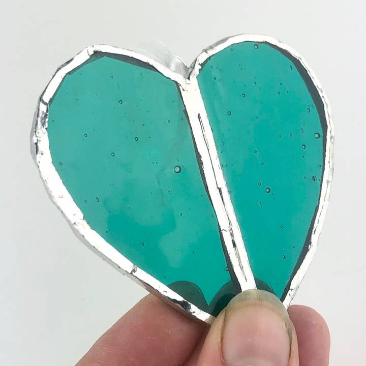 Teal Heart Window Charm Gift for wholesale by GlassHouse Design