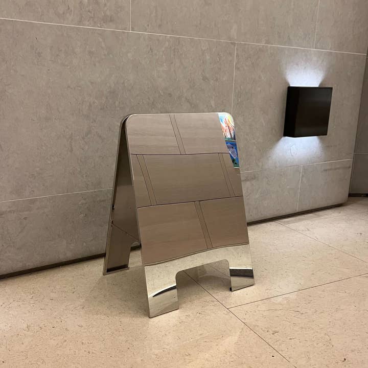 Signs and Mirrors - Wholesale Sign - #004 - Rounded Stainless Steel A-Frame Sandwich Board Sign3