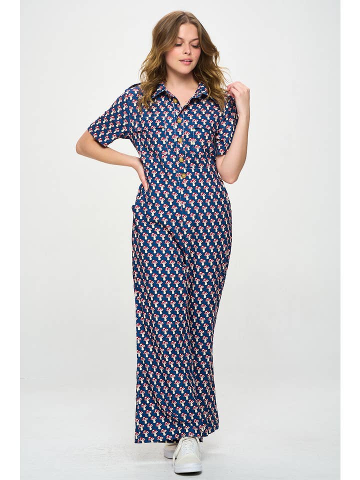 SM WARDROBE - Wholesale Jumpsuit - Women's - MUSHROOM PRINT CORDUROY JUMPSUIT OVERALL8