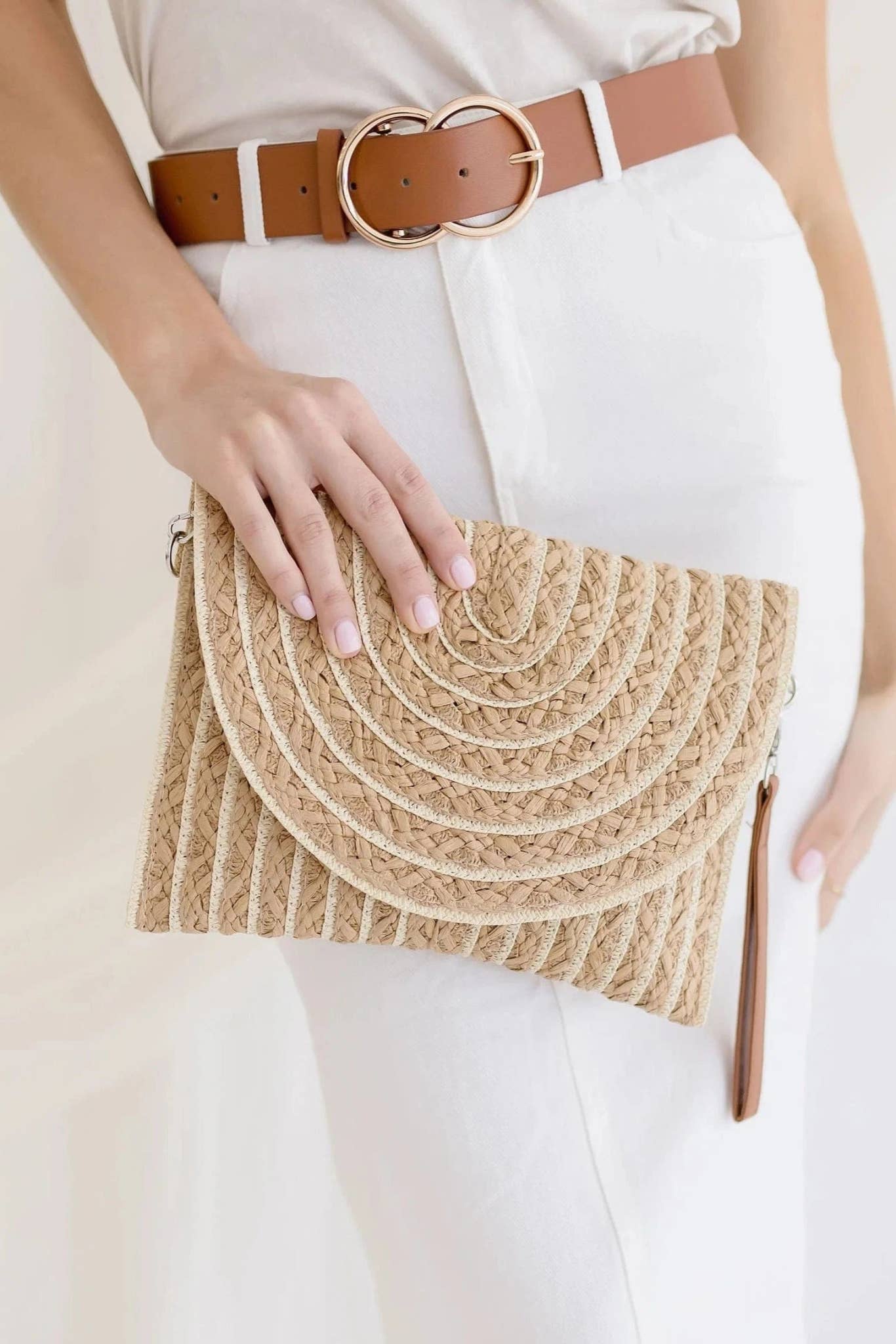 MiMi Wholesale - Wholesale Crossbody Bag - Women's - MB0215 Georgia Striped Straw Crossbody/Clutch